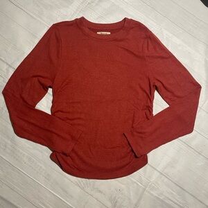 Madewell Ruched Crewneck Long-Sleeve Tee in Soft Slub. Size XL.